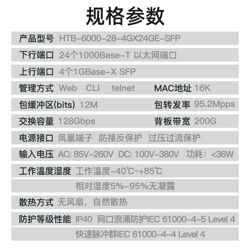工业级交换机 4千兆光24千兆电口 管理型环网 机架式
