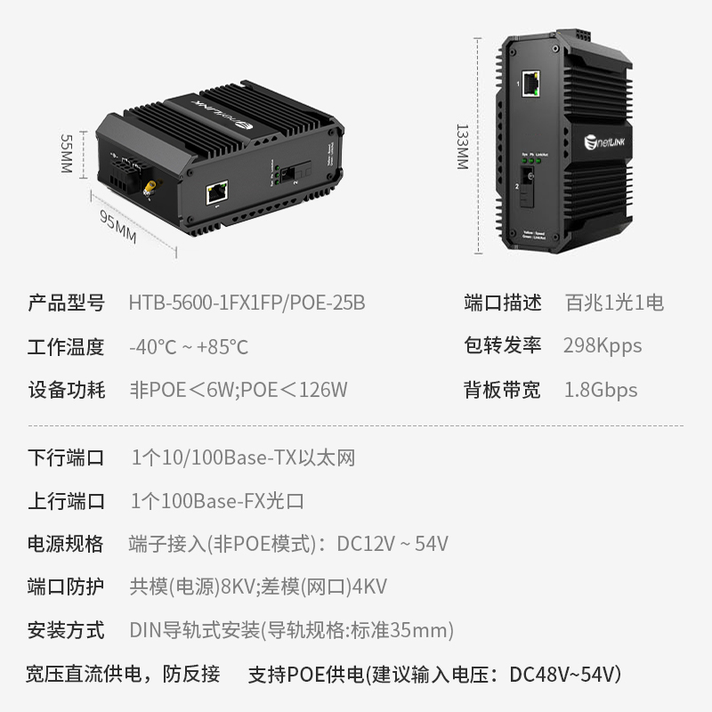 netLINK HTB-5600-1FX1FP-POE-25B