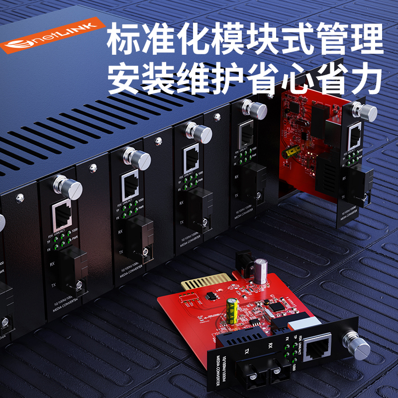 电信级卡式光纤收发器机架 百兆单模双纤 FC接口 25KM