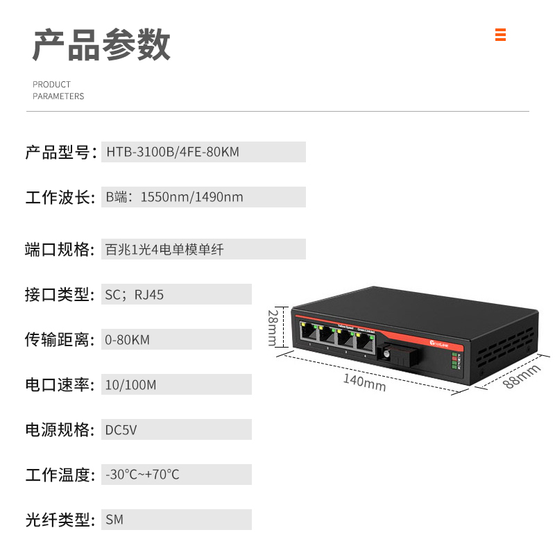 netLINK HTB-3100B/4FE-80KM